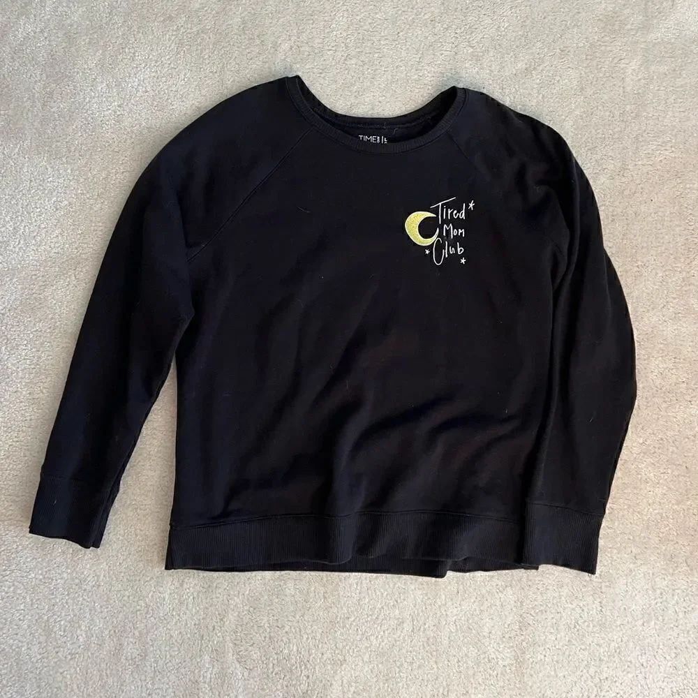 Tired Mom Club Embroidered Crewneck L